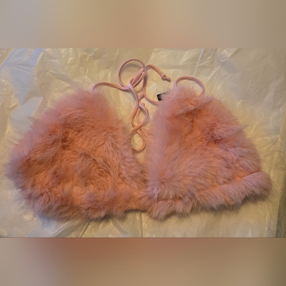 Fashion Nova Soft Pink Furry Bralette
